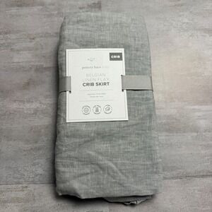 Pottery Barn Baby European Linen Crib Skirt 16" Drop‎ 28x52 - Light Gray Neutral